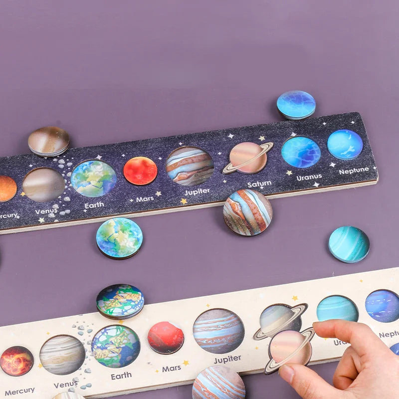 New Montessori Wooden Toys Eight Planets Puzzle