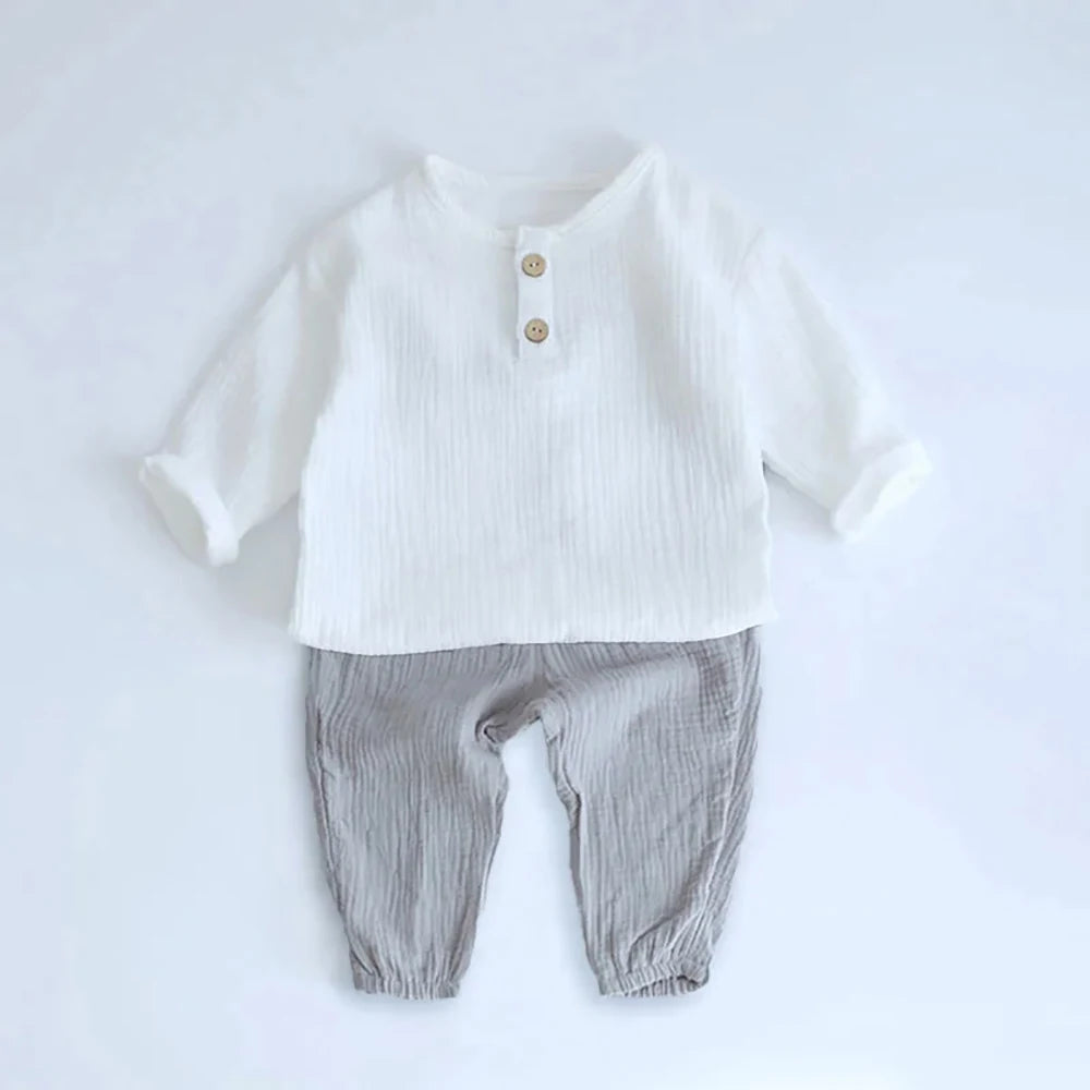 Baby Clothes Long Sleeve T-Shirts + Loose Pants Sets Organic Cotton