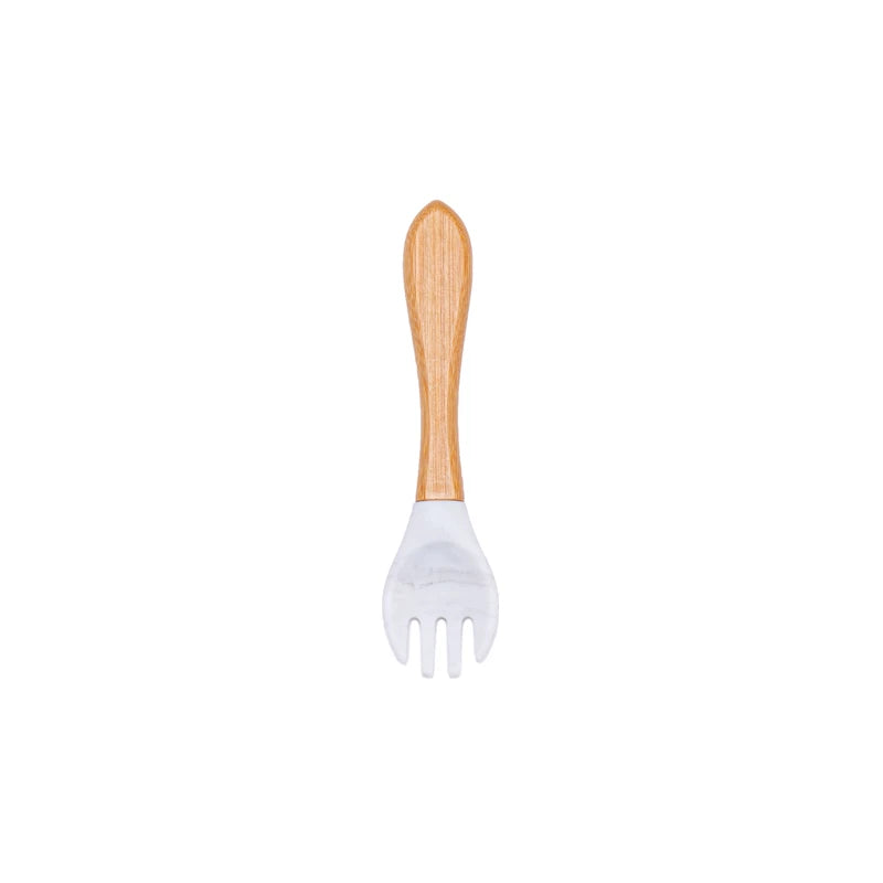 1PCS Baby Bamboo Fork Silicone Wooden