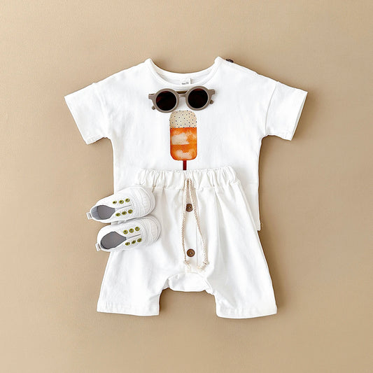 Summer Baby Clothes Set Organic Cotton Ice Cream Tee