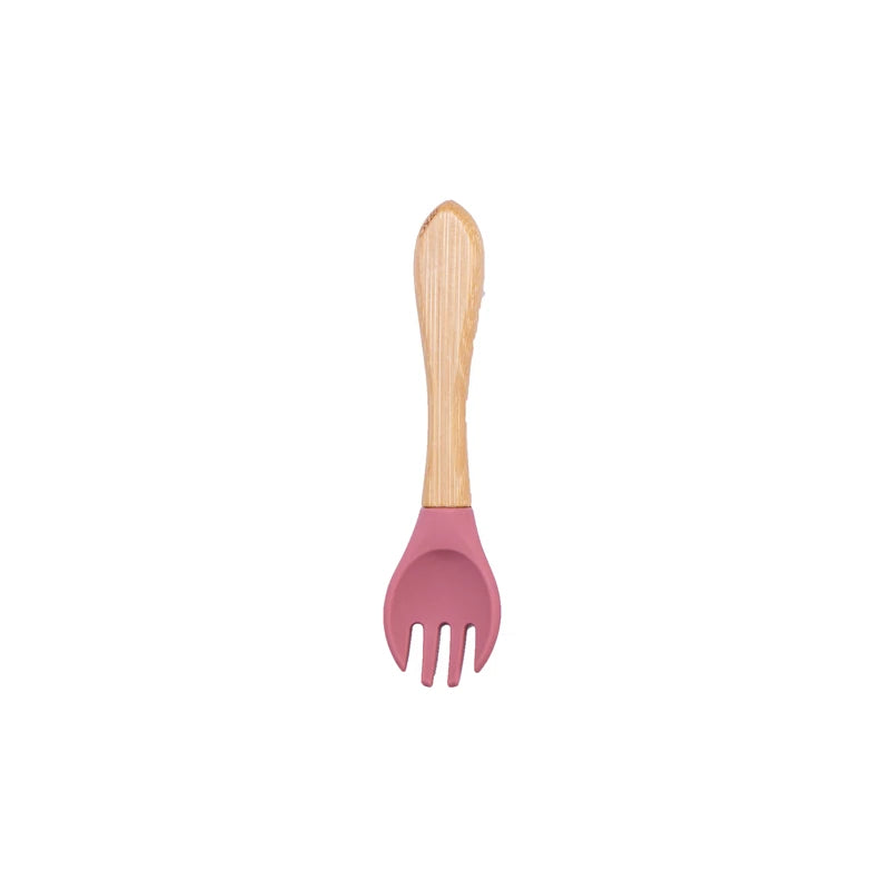 1PCS Baby Bamboo Fork Silicone Wooden