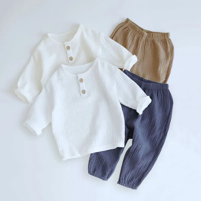 Baby Clothes Set Organic Cotton Baby Cotton Long Sleeve T-Shirt Suits + Pants