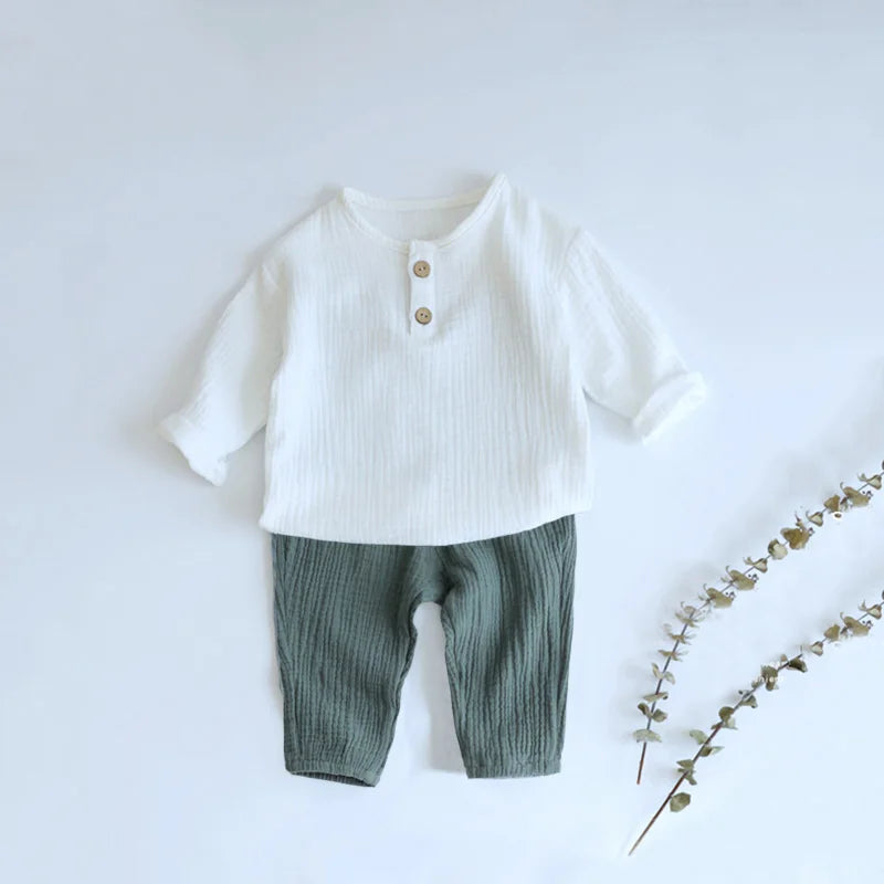 Baby Clothes Long Sleeve T-Shirts + Loose Pants Sets Organic Cotton