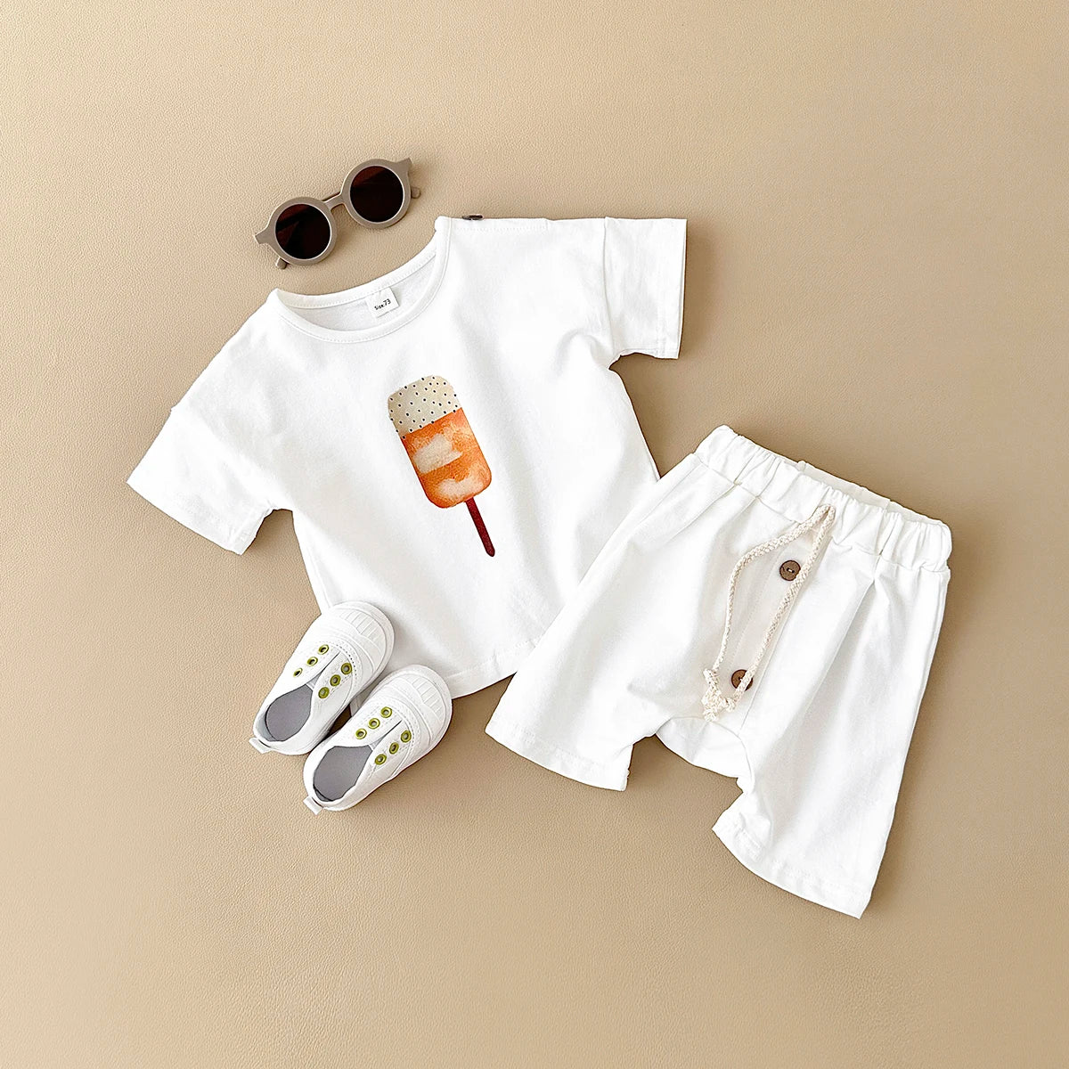 Summer Baby Clothes Set Organic Cotton Ice Cream Tee