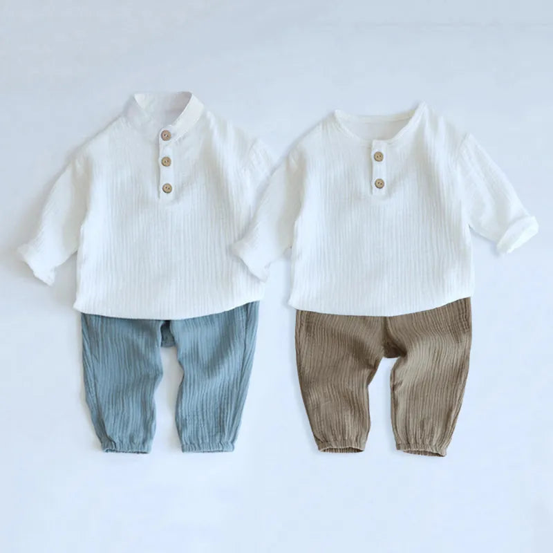 Baby Clothes Long Sleeve T-Shirts + Loose Pants Sets Organic Cotton