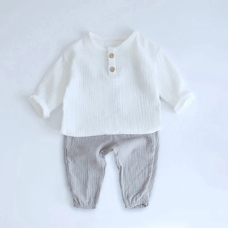 Baby Clothes Set Organic Cotton Baby Cotton Long Sleeve T-Shirt Suits + Pants