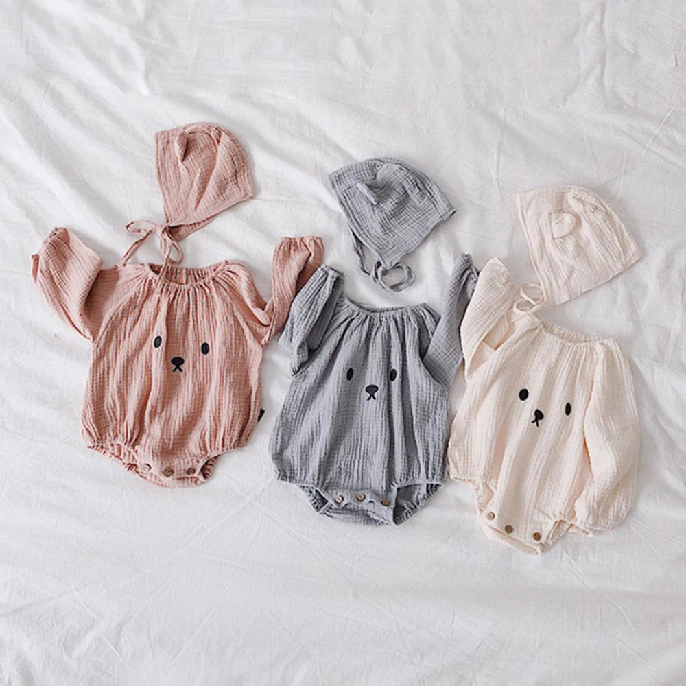 Baby Girl Clothes Organic Cotton 0-24m One-Pieces Jumpsuits + Hat