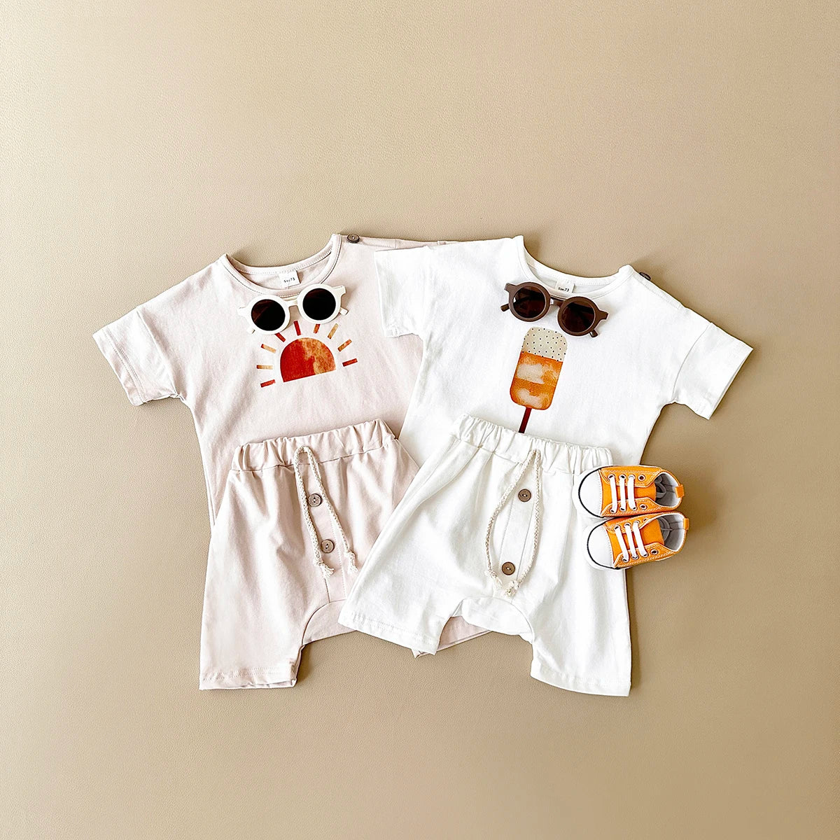 Summer Baby Clothes Set Organic Cotton Ice Cream Tee