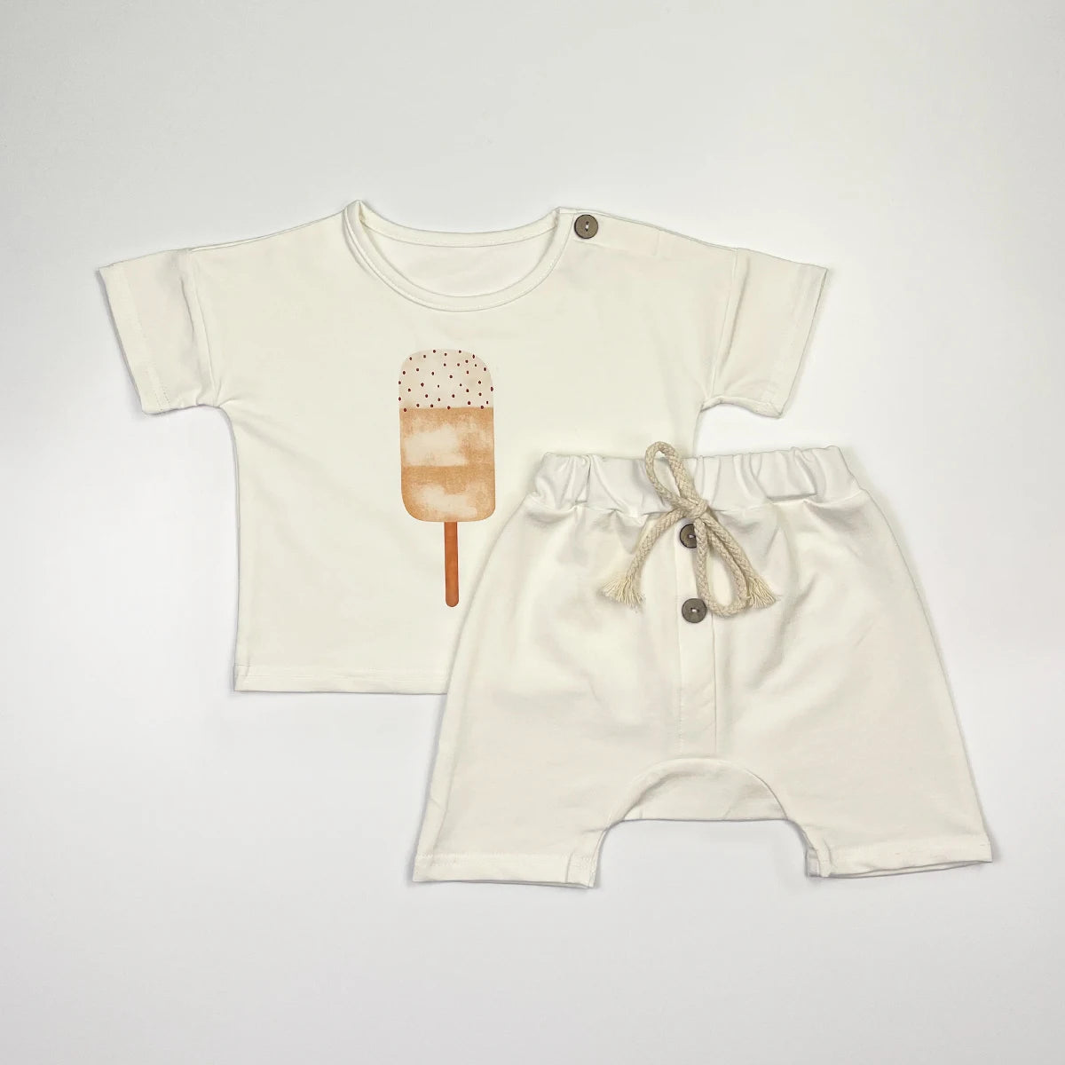 Summer Baby Clothes Set Organic Cotton Ice Cream Tee