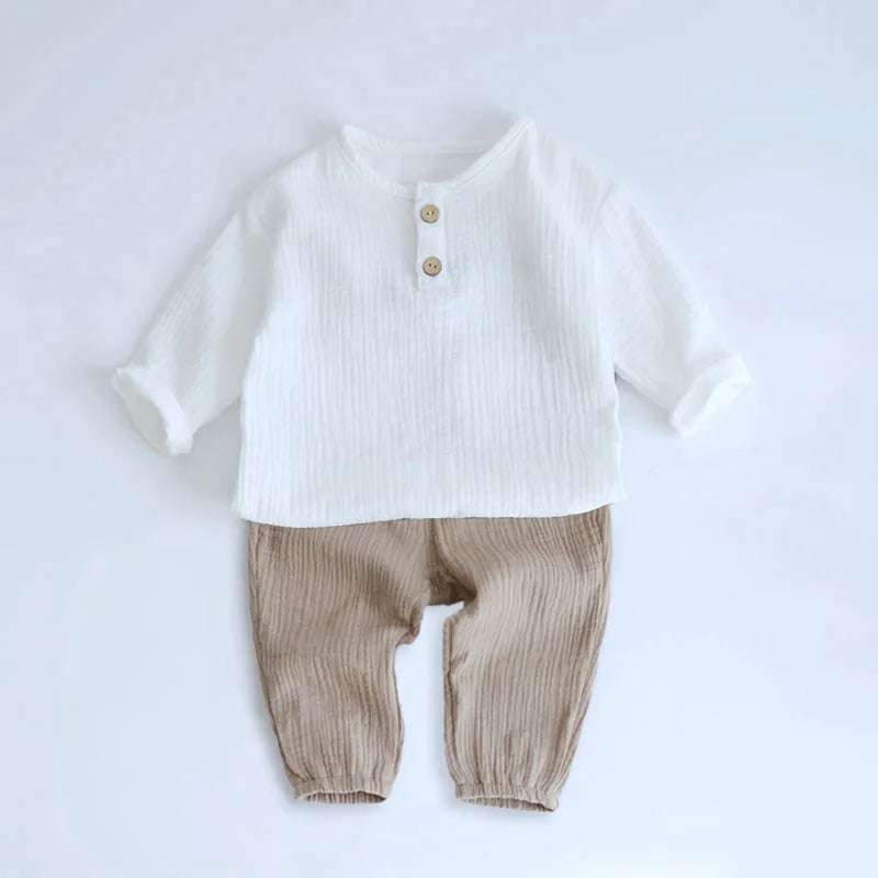 Baby Clothes Set Organic Cotton Baby Cotton Long Sleeve T-Shirt Suits + Pants