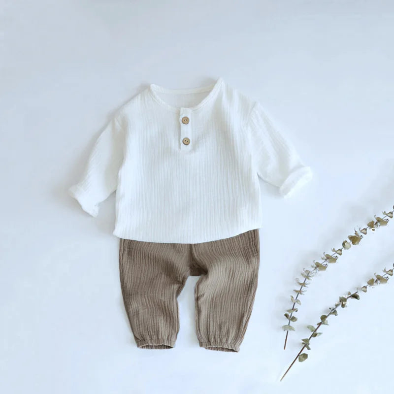 Baby Clothes Long Sleeve T-Shirts + Loose Pants Sets Organic Cotton