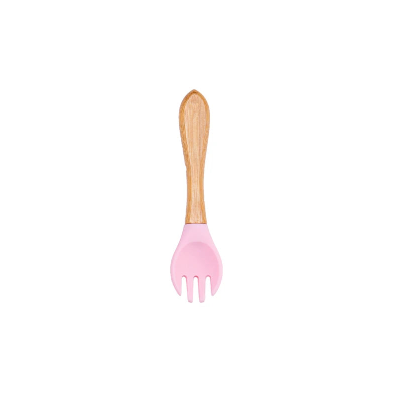 1PCS Baby Bamboo Fork Silicone Wooden