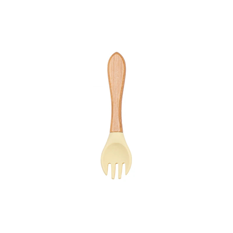 1PCS Baby Bamboo Fork Silicone Wooden