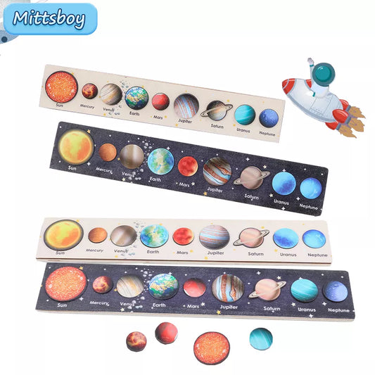 New Montessori Wooden Toys Eight Planets Puzzle